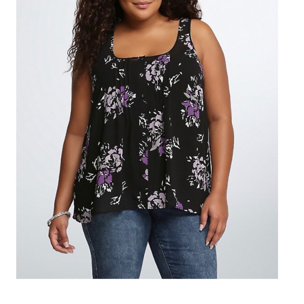 Torrid Pleated Floral Tank Top